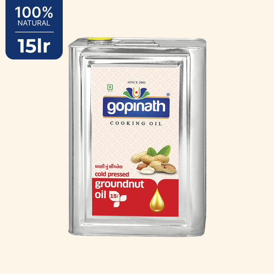 100% Pure Cold Pressed Groundnut cooking oil – 15 LTR (Tin)