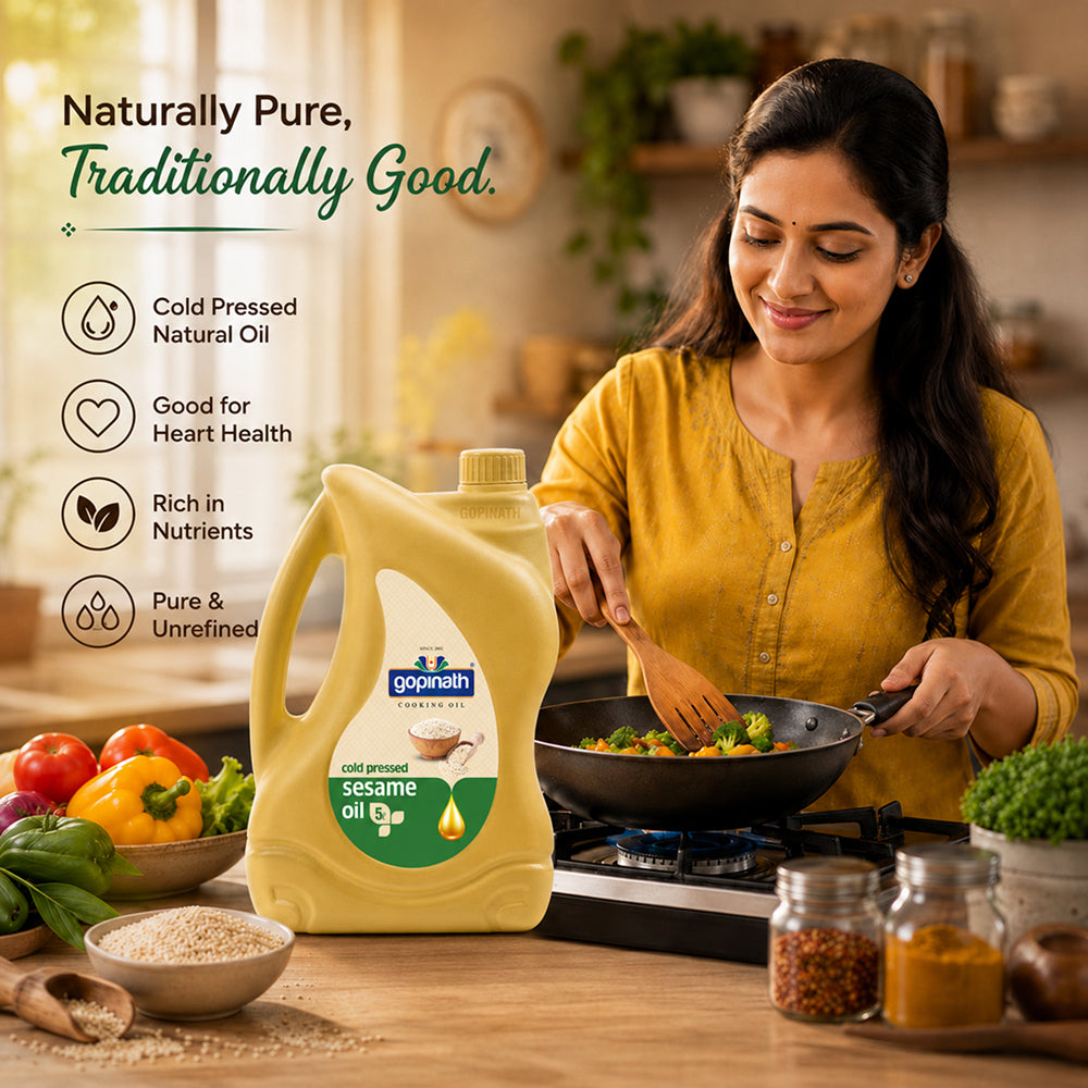 Gopinath Sesame Cooking Oil – 100% Pure, 5 Ltr | Healthy & Versatile