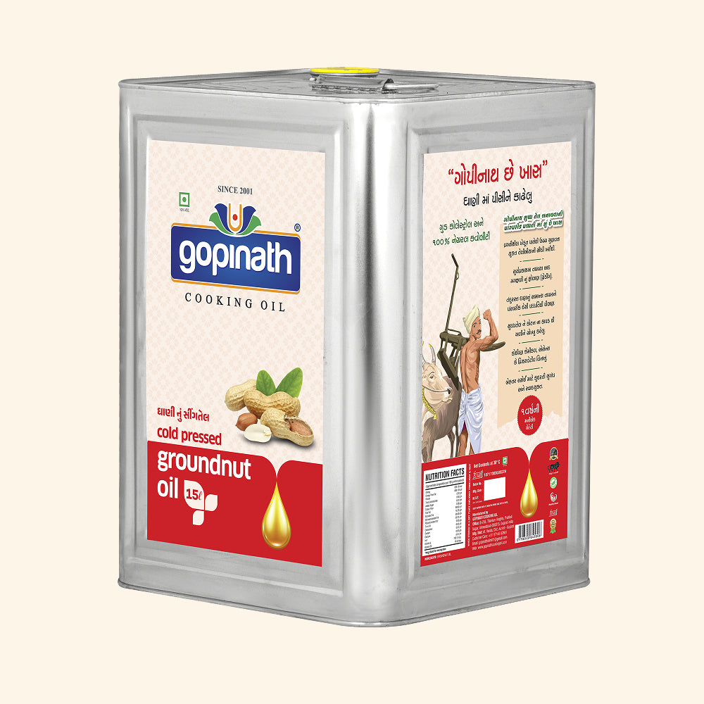 100% Pure Cold Pressed Groundnut cooking oil – 15 LTR (Tin)