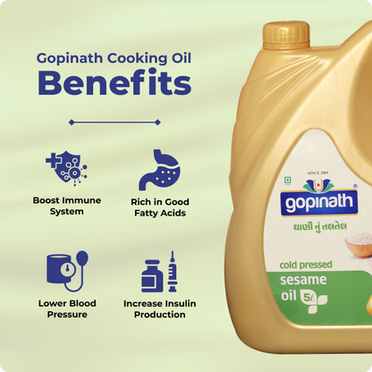 Gopinath Sesame Cooking Oil – 100% Pure, 5 Ltr | Healthy & Versatile