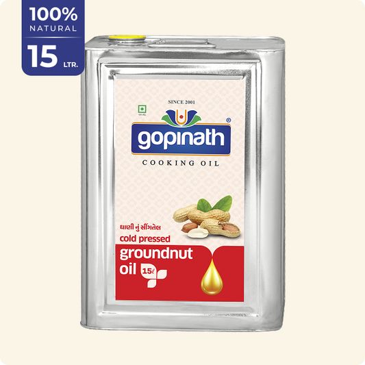 100% Pure Cold Pressed Groundnut cooking oil – 15 LTR (Tin)